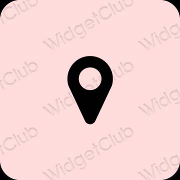Estetisk pastell rosa Map app ikoner