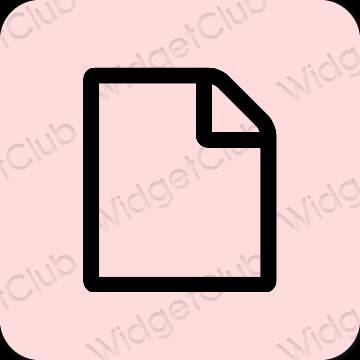 Estetické pastelovo ružová Notes ikony aplikácií
