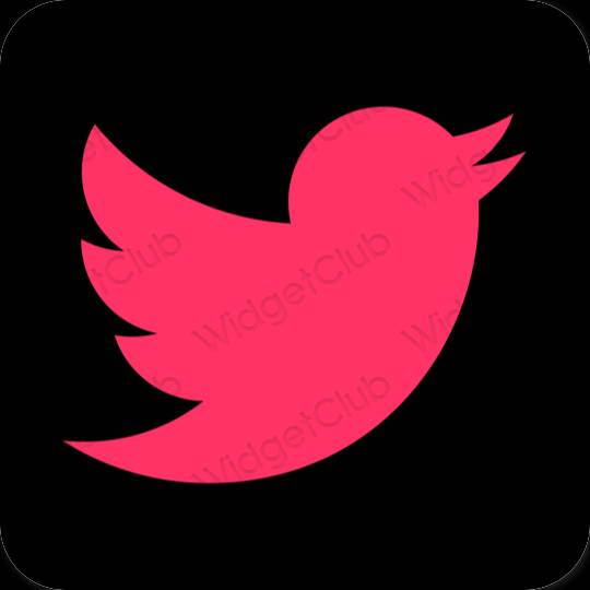 Aesthetic neon pink Twitter app icons