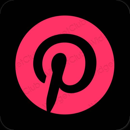 زیبایی شناسی صورتی نئونی Pinterest آیکون های برنامه
