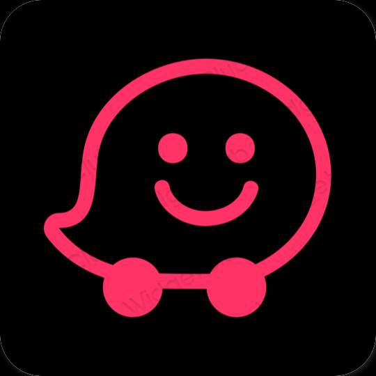 Aesthetic black Waze app icons