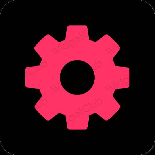 Aesthetic neon pink Settings app icons
