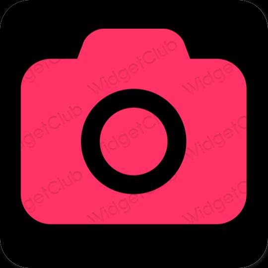 Aesthetic neon pink Camera app icons