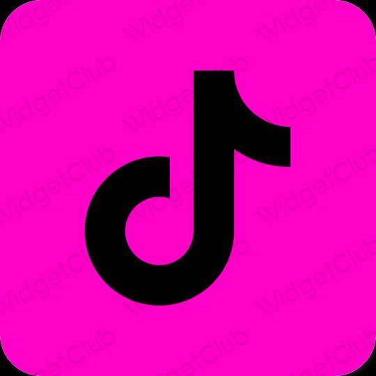 Estetik neon merah jambu TikTok ikon aplikasi