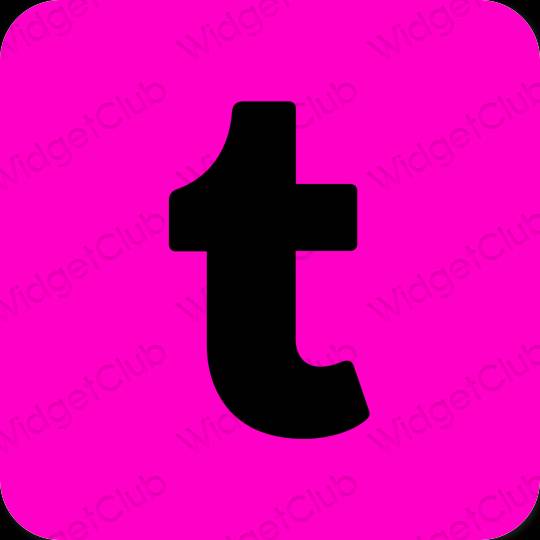 Estetik neon merah jambu Tumblr ikon aplikasi