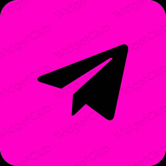 Aesthetic neon pink Telegram app icons