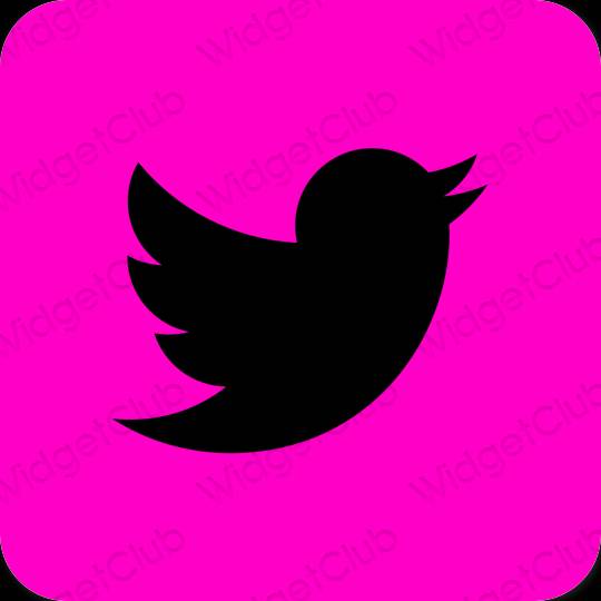 Esteettinen neon pinkki Twitter sovelluskuvakkeet