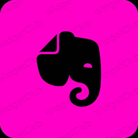 Estetické neónovo ružové Evernote ikony aplikácií