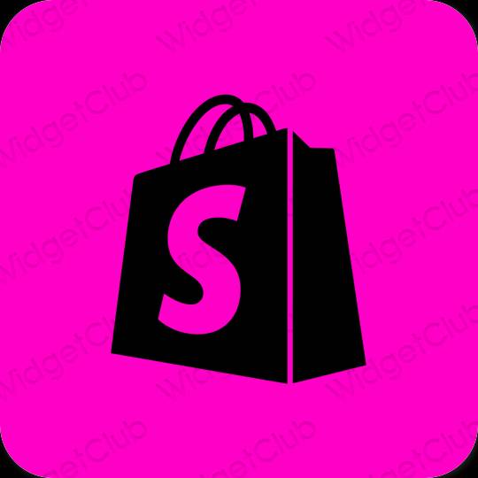 Estetis neon merah muda Shopify ikon aplikasi