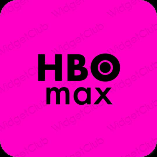 Estetinis neoninės rožinės spalvos HBO MAX programėlių piktogramos