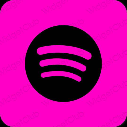 Aesthetic neon pink Spotify app icons