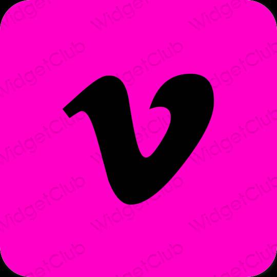 Esteetiline neoon roosa Vimeo rakenduste ikoonid