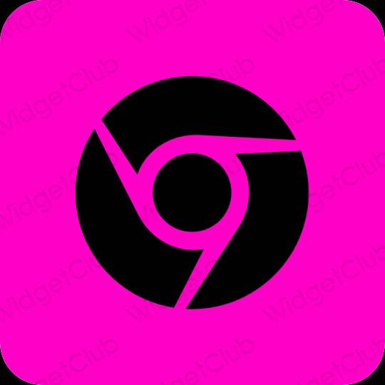 Esthétique rose néon Chrome icônes d'application