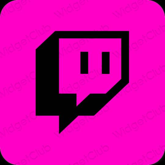 Estetik neon merah jambu Twitch ikon aplikasi