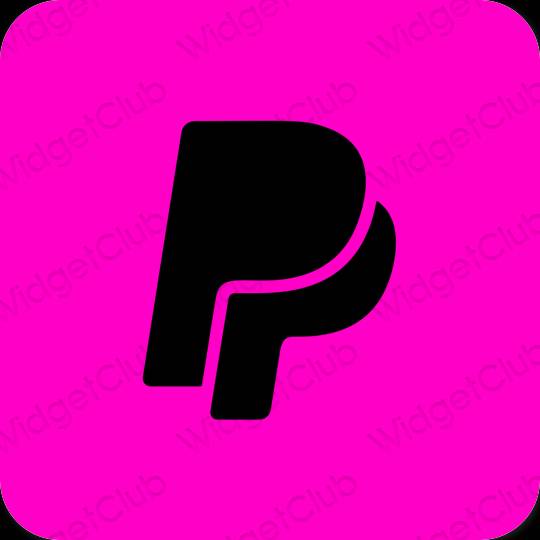 Thẩm mỹ neon màu hồng Paypal biểu tượng ứng dụng