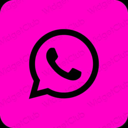 Estetické neónovo ružové WhatsApp ikony aplikácií