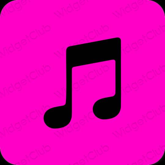 Aesthetic neon pink Music app icons