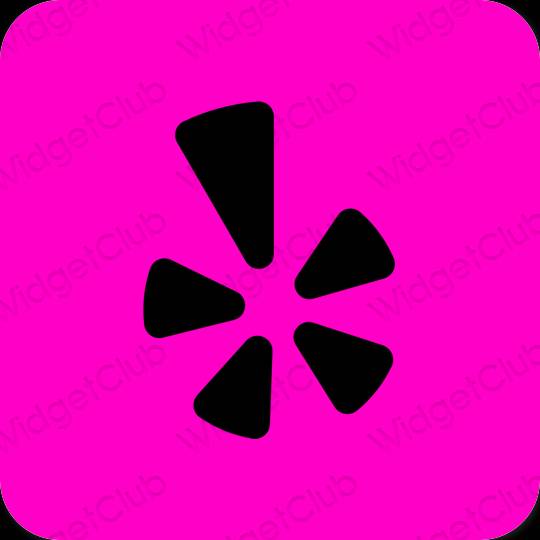 Estetické neónovo ružové Yelp ikony aplikácií