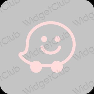 Естетски сива Waze иконе апликација