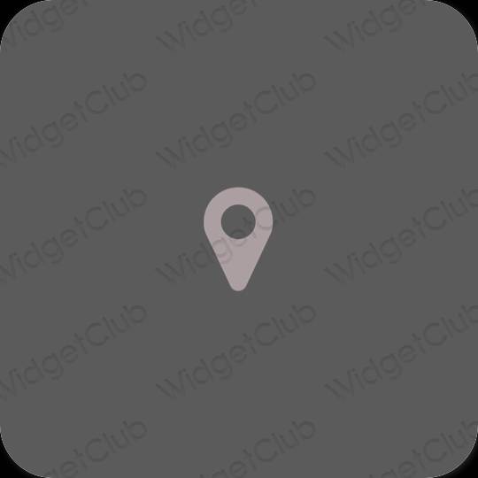 Estetski siva Map ikone aplikacija