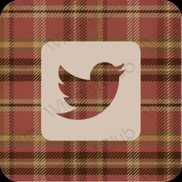 Estetyka beżowy Twitter ikony aplikacji