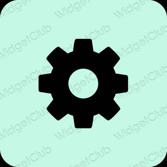 Estetisk pastellblå Settings app ikoner