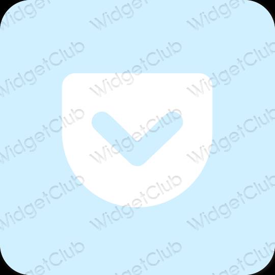 Esteetiline pastelne sinine Pocket rakenduste ikoonid