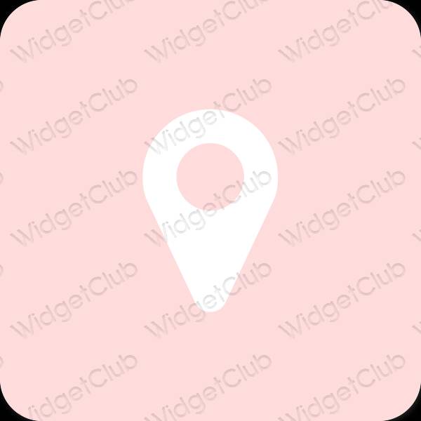 Esztétika rózsaszín Map alkalmazás ikonok