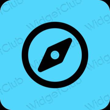 Estetický modrý Safari ikony aplikací