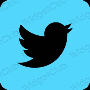 Æstetisk blå Twitter app ikoner