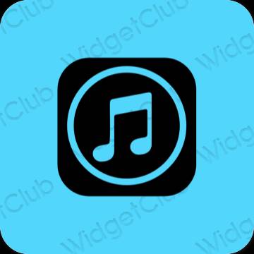 زیبایی شناسی آبی Apple Music آیکون های برنامه