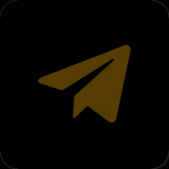 Æstetisk sort Telegram app ikoner