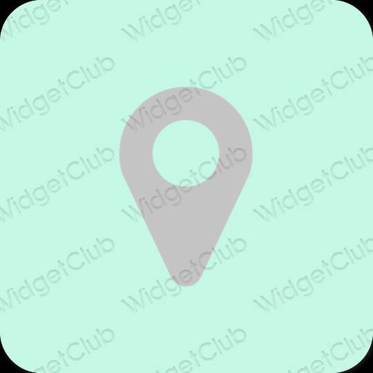 Æstetisk pastel blå Map app ikoner