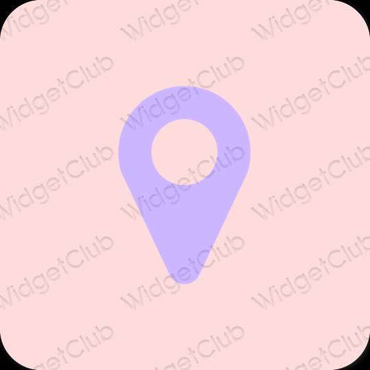 Aesthetic pastel pink Map app icons