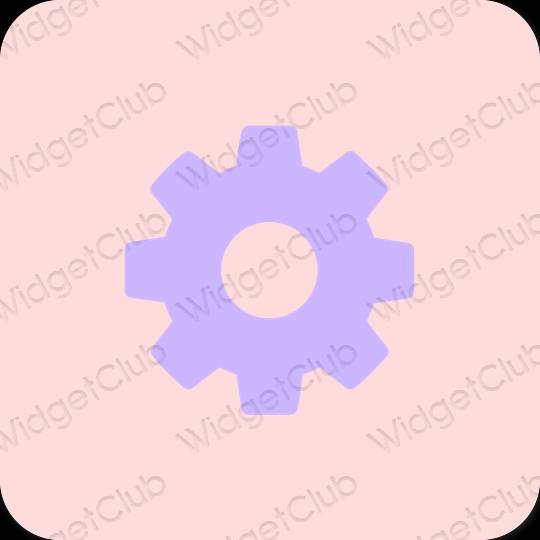 Estetik merah jambu pastel Settings ikon aplikasi