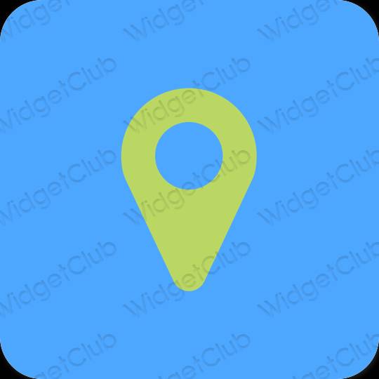 Ästhetisch blau Map App-Symbole