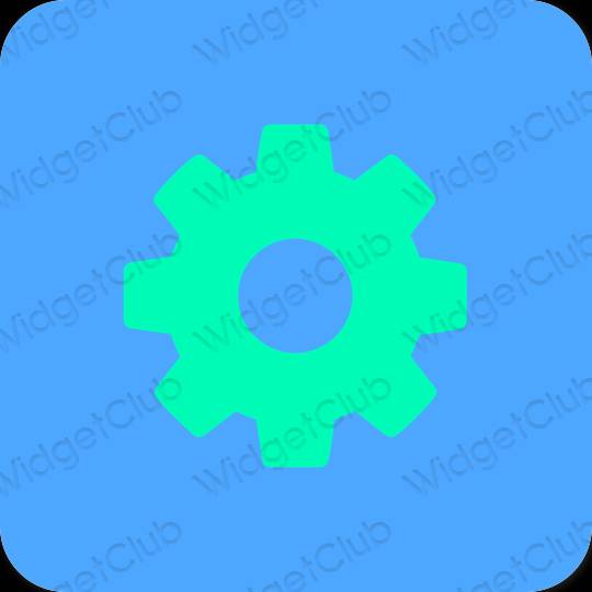 Estetyka niebieski Settings ikony aplikacji