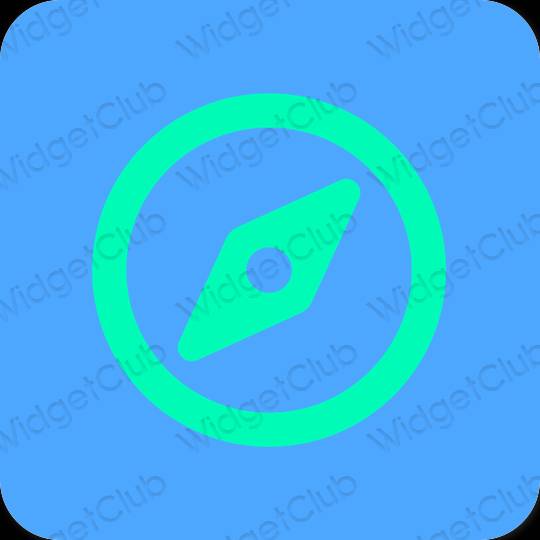 Esztétika kék Safari alkalmazás ikonok