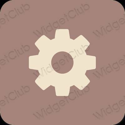 Estetický hnědý Settings ikony aplikací