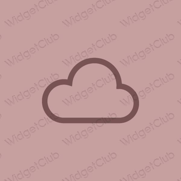 Estetik merah jambu Weather ikon aplikasi