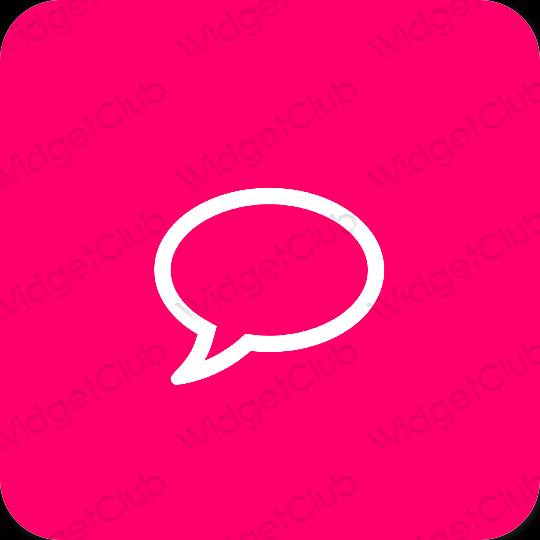 Estetik neon merah jambu Messages ikon aplikasi