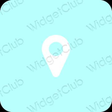 Stijlvol pastelblauw Map app-pictogrammen