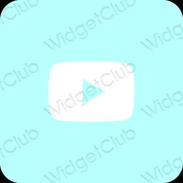 Estetisk pastellblå Youtube app ikoner