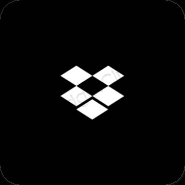 Estetyka czarny Dropbox ikony aplikacji