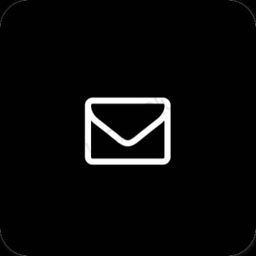 Estetický Černá Mail ikony aplikací