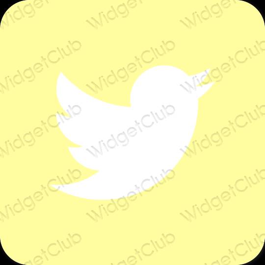 Estetický žlutá Twitter ikony aplikací