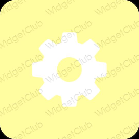 Estetik kuning Settings ikon aplikasi
