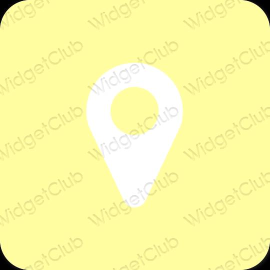 Estético amarelo Map ícones de aplicativos