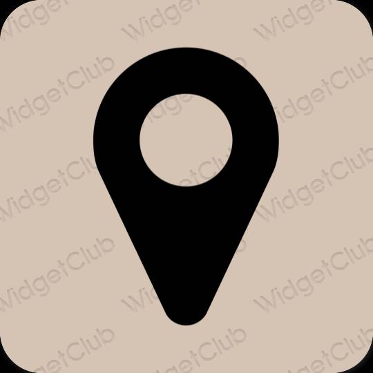 Estetické béžová Google Map ikony aplikácií