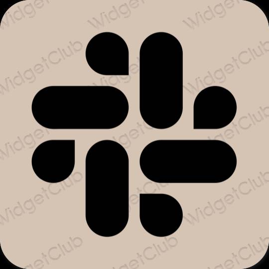 Естетичен бежово Slack икони на приложения